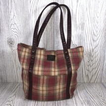 Longaberger Homestead Small Handbag Tote Red Brown Plaid Purse - £11.65 GBP