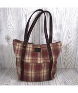 Longaberger Homestead Small Handbag Tote Red Brown Plaid Purse - £11.60 GBP