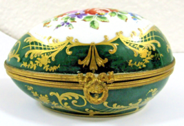 Le Tallec Porcelain Egg Shaped Box Exquisite Flowers and Raised Gold Gilding  - £235.91 GBP