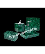 Set Of 7 Pcs Natural Green Malachite Stone Bathroom Accessories Set Home... - $28,398.46 MXN