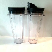 2 New Ninja Nutri-Bullet Plus Replacement Twist Jars Cups Mugs with Lids 1 Quart - $27.10