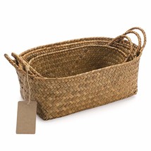 Seagrass Woven Baskets For Storage Natural Shelf Basket With Handle For Organize - £33.15 GBP