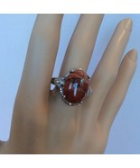 TGW 12.44Ct Oval Jasper Austrian Crystal Platinum Overlay Statement Ring... - $34.28 CAD