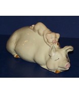 WONDERFUL EARLY SIGNED BESWICK ENGLAND PIG AND PIGLET PIGGY BACK FIGURINE - $60.50 CAD