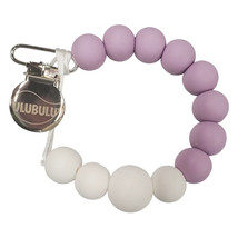 Chewable Silicone Pacifier Clip by Ulubulu - Girls - Lilac &amp; White Silic... - £7.96 GBP