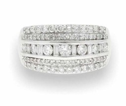 1.00Ct Simulated baguette Diamond Engagement Ring 14k White Gold Plated Silver - £65.46 GBP