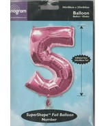 Anagram Number &quot;5&quot; size 34&quot; x 25&quot; SuperShape Foil Balloon - $8.90