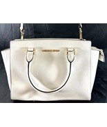 Michael Kors White Saffiano Leather Satchel Crossbody Bag Gold Hardware - $68.89 CAD