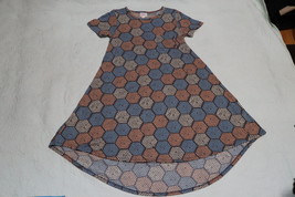 LULAROE Short Sleeve Asymmetrical Hem Multicolor Faded Look Dress Size 2... - $29.99