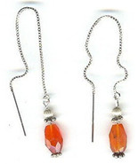 Handcrafted Faceted Carnelian Threader Style Earrings - £23.59 GBP