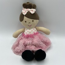 Okie Dokie Pink Polka Dot Ballerina Baby Rattle Plush Soft Doll Lovey Toy - £6.42 GBP