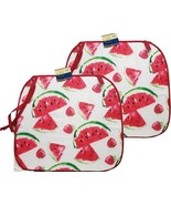 Set of 2 Same Printed Thin Cushion Chair Pads w/red ties, WATERMELONS, GR - $13.85