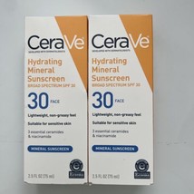 Cerave Hydrating Mineral Sunscreen SPF 30 Face Lightweight Ceramides 2 Pack - £17.98 GBP