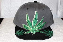 Marijuana Leaves Leaf Cannabis Weed Pot Flat Bill Snapback Baseball Cap Hat #6 - £10.62 GBP