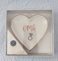 Ceramic Trinket Dish Ring Holder Jewelry Tray Heart OMG Engagement Bride... - £3.84 GBP
