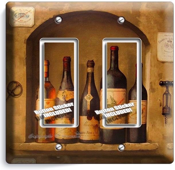 TUSCAN KITCHEN ITALIAN WINE BOTTLES DOUBLE GFI LIGHT SWITCH WALL PLATE ART COVER