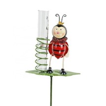 Rain Gauge Garden Metal Stake Ladybug Decorative Outdoor Yard Decor - £12.87 GBP