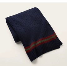 Ralph Lauren Crickett Cable Cashmere Throw Blanket navy Bordeaux NWT - £188.82 GBP