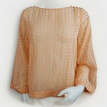 Soft Surroundings Bell Sleeve Top Set Women M Peach Sheer Polka Dot Floc... - $19.18