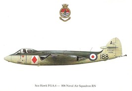 SQUADRON PRINTS POSTCARDS SEA HAWK FGA6 RN MILITARY AIRCRAFT BOMBER AIRP... - £3.71 GBP