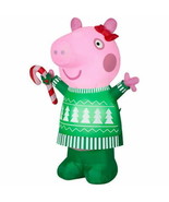 Gemmy Peppa Pig in Green Tree Sweater Tall Inflatable LED 3.2 Feet - £35.77 GBP