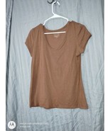 Tahari Shirts Womens Medium Brown Pima Modal Essentials Basic Neutral So... - $9.49