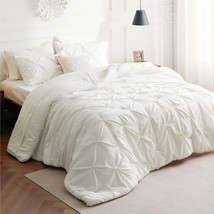 Ivory Comforter Set Queen - Bed In A Bag Queen 7 Pieces, Pintuck Bedding... - £86.90 GBP
