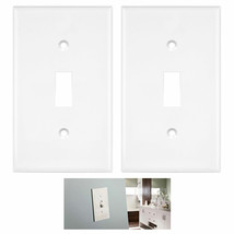 2 Single Switch Wall Plate Cover 1 Gang Plastic White Outlet Light Switc... - £11.98 GBP