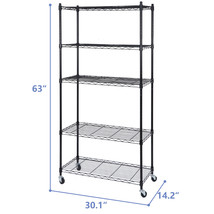 5 Tier Wire Shelves Rack Unit Storage Rack For Kitchen Office With Wheel... - £75.93 GBP