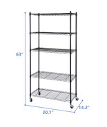 5 Tier Wire Shelves Rack Unit Storage Rack For Kitchen Office With Wheel... - £75.65 GBP
