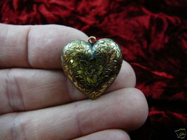 (B-HEART-5) Heart flower flowers brass pin pendant brooch love Wow - £9.74 GBP