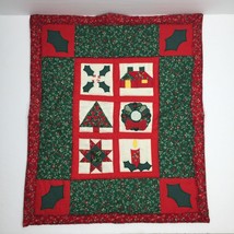 Handmade Vintage 90s Christmas machine Applique Quilt 18 x 15 Wall Hanging - $69.99