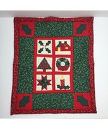 Handmade Vintage 90s Christmas machine Applique Quilt 18 x 15 Wall Hanging - £55.78 GBP