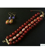 Vintage/antique Cloisonne asian beads bracelet &amp; glass bead earring set  - £35.61 GBP