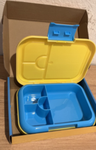 Bento Lunch Box for Kids 3.7 Cups 4 Compartments Blue-Yellow NEW - £16.22 GBP