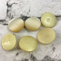 Vintage Buttons Yellow Tone Shiney Lot Of 6 Acrylic 1” Round Collectible... - $3.95