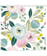 Art Deco Flowers Splash Floral Fabric Shower Curtain, Modern Design, 71&quot;... - £13.90 GBP