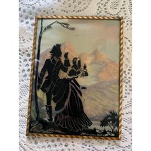 Vintage Reverse Painted Silhouette with Convex Glass Picture 6”x8” - £10.75 GBP