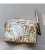 Anuschka Twin Top Wallet Wrislet Organizer Makeup Bag Tooled Waves Small... - £45.61 GBP