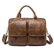 Bag Men Leather Briefcases for 14&#39;&#39; Laptop Bag Business Men Bags for Document Co - £179.09 GBP