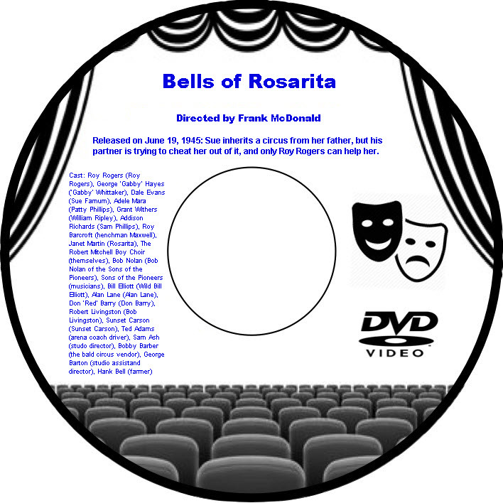 Bells of Rosarita 1945 DVD Film Western Roy Rogers George 'Gabby' Hayes Dale Eva