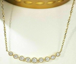 1.00ct Round Simulated Diamond Journey Women's Necklace 14k Yellow Gold Plated - £45.21 GBP