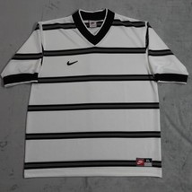 Nike V Neck Jersey Shirt Mens XL Black White Stripes Made In USA Vintage Swoosh - £75.93 GBP