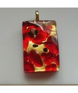 Stamped MURANO GLASS Art Glass Foiled Rectangular Pendant - $26.08 CAD