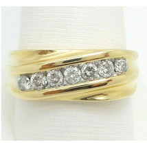 1.95Ct Simulated Diamond 7 Stone Engagement Ring Band 14K Gold Plated Silver - £127.78 GBP