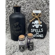 Potion Bottles Spells Set 4 Halloween Home Decoration Witch Theme Ghost Rats New - £13.98 GBP