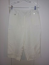 Ruby Rd. Ladies White LINEN/RAYON Lined Cropped PANTS-8-NWT-$44 ORIG.-NICE-COMFY - £9.08 GBP