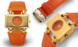 NEW Eberle 14012 Womens Victoria Orange Dial/Band Rose Gold Case Rectangle Watch - £20.46 GBP