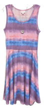 NWT 2.0 LuLaRoe Medium Blue Purple Pink Tie Dye Nikki Scuba Sleeveless Dress - $44.00