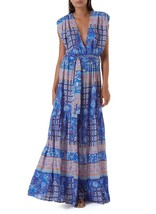 Melissa Odabash Aria Bohemian Long Dress Large Blue V Neck - £111.14 GBP